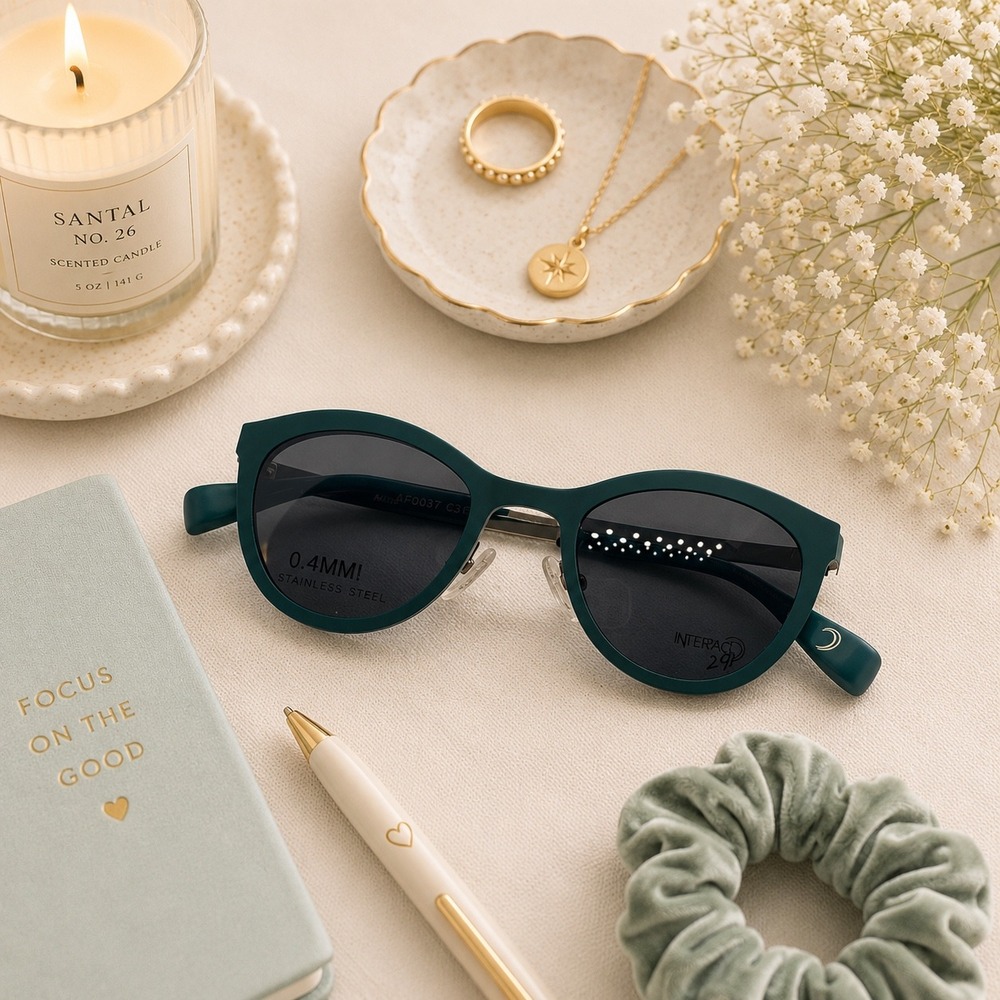 INTERFACE Women's Eyeglasses Frames With Magnetic Clip-On Sunglasses Green